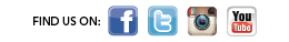 Find Us On: Facebook, Twitter and You Tube