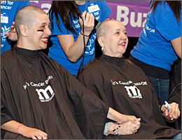 Dane Fletcher and Rob Gronkowski Buzz heads at the Kid's Cancer Buzz-Off